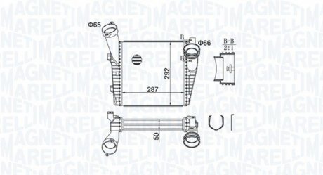 Радіатор інтеркулера Audi Q7/VW Touareg 3.0/4.1 03- (L) MAGNETI MARELLI 351319204400