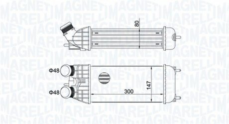 Радіатор інтеркулера Citroen C3/Peugeot 2008/207/208 1.4-1.6HDi 09- MAGNETI MARELLI 351319204470 (фото 1)