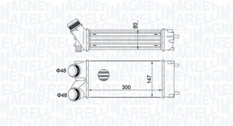 Радіатор інтеркулера Citroen Berlingo/Peugeot Partner 1.6HDi 04- MAGNETI MARELLI 351319204670 (фото 1)