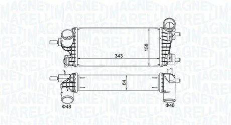 Радіатор інтеркулера Ford Focus/C-Max/Transit 1.0 EcoBoost 12- MAGNETI MARELLI 351319205550