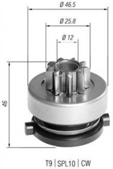 Бендикс (z=9) RENAULT 1,0/1,2i: Kangoo, Clio, Twingo MAGNETI MARELLI AMB0389