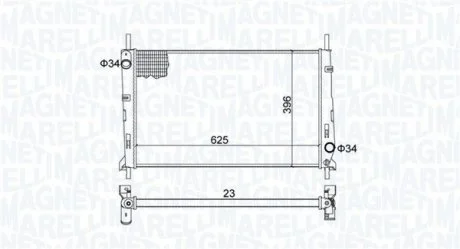 Радиатор двигателя FORD COUGAR (EC) 2,0 16V MONDEO I/ II/ III (BAP, BFP, BNP, B5Y, GBP) 1,6I 16V 1,8I 16V 2,0I 16V MAGNETI MARELLI BM1893