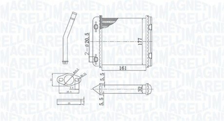 Радиатор печки OPEL ASTRA F 1,4 1,6 1,8 2,0 1, MAGNETI MARELLI BR408 (фото 1)