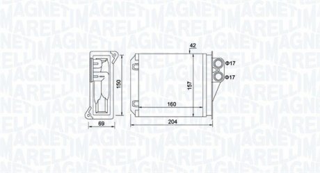 DB радіатор опалення Sprinter 06-,VW Crafter 06- MAGNETI MARELLI BR481 (фото 1)
