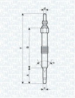 Свічка накалу LAND ROVER DEFENDER, DISCOVERY II 2.5D 06.98-02.16 MAGNETI MARELLI UC50A