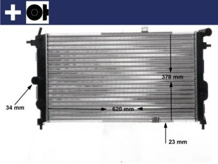 Радіатор двигуна (мкпп) OPEL CALIBRA A, VECTRA A 1.4-2.0 04.88-07.97 MAHLE / KNECHT CR438000S