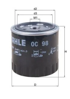 Масляний фiльтр MAHLE / KNECHT OC98