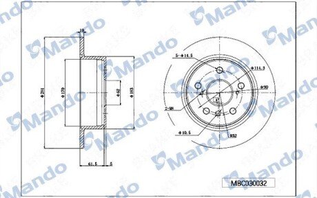 Диск тормозной MANDO MBC030032