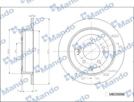 Диск тормозной MANDO MBC030068 (фото 1)