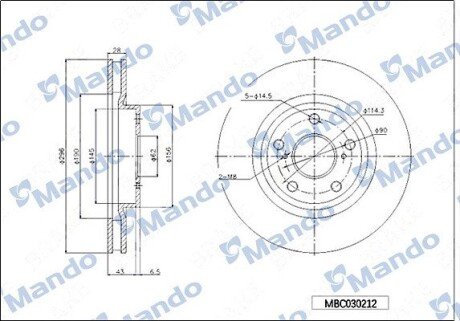 Диск тормозной MANDO MBC030212