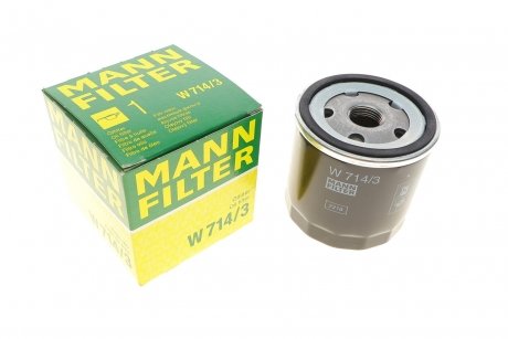 Фільтр масляний Opel Agila 1.0 12V, 1.2 16V 00.09- +ABS MANN W 714/3 (фото 1)