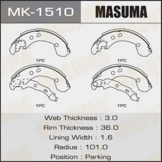 Колодка тормозная барабанная MASUMA MK1510