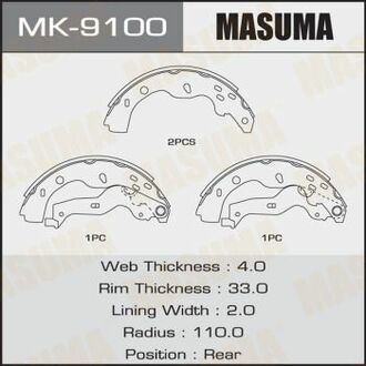 Колодки барабанные SX4/RW415,416,419 MASUMA MK9100