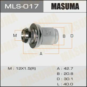 Гайка 12x1.5 довгі із шайбою D 30mm MASUMA MLS017