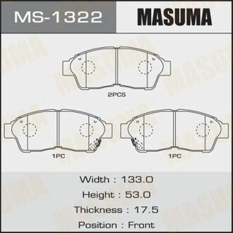Колодка тормозная передняя Toyota Camry (-00), RAV 4 (-00) MASUMA MS1322