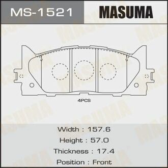 Колодка гальмівна передня Toyota Camry (06-) MASUMA MS1521 (фото 1)