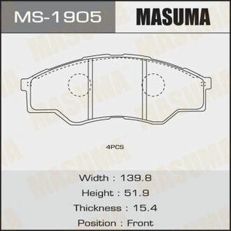Колодки дискові HILUX/ GGN15, 25, 35, KUN1#, 2#, 3# front (1/12) MASUMA MS1905 (фото 1)