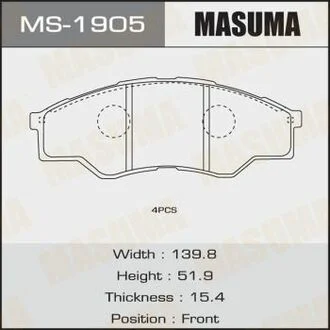Колодки дисковые HILUX/ GGN15, 25, 35, KUN1#, 2#, 3# front (1/12) MASUMA MS1905