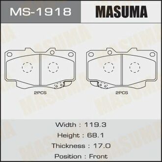 Колодки дискові HILUX/ KUN25L, 26L, 35L 2011- front (1/12) MASUMA MS1918 (фото 1)