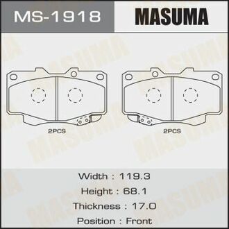 Колодки дисковые HILUX/ KUN25L, 26L, 35L 2011- front (1/12) MASUMA MS1918 (фото 1)