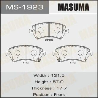 Колодки дискові COROLLA/ NDE120, ZZE12#, CDE120 front (1/12) MASUMA MS1923 (фото 1)