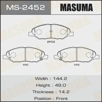 Колодка тормозная передняя Nissan Note (05-12), Tida (04-12) MASUMA MS2452