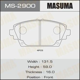Колодки дисковые ALMERA TINO/ V10 front (1/12) MASUMA MS2900