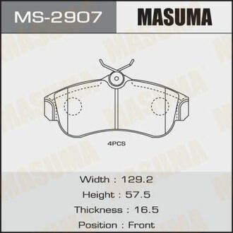 Колодки дискові ALMERA/ N16E front (1/12) MASUMA MS2907