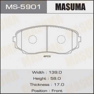 Колодка тормозная передняя Mazda CX-7 (07-12), CX-9 (17-) MASUMA MS5901 (фото 1)