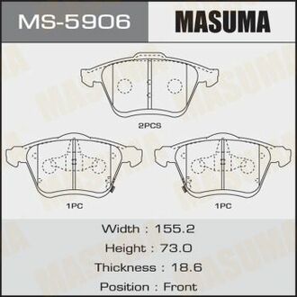 Гальмівні колодки передн. mazda 6 2,3 02- MASUMA MS5906 (фото 1)