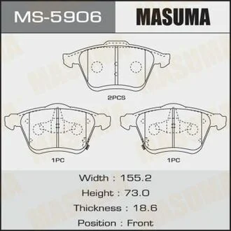 Тормозные колодки передние. mazda 6 2,3 02- MASUMA MS5906