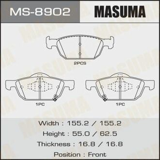 Колодки дискові ACCORD/V2000, V22000 front (1/6) MASUMA MS8902 (фото 1)