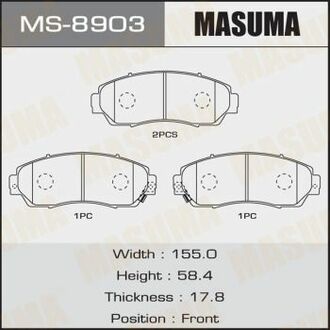 Колодки дискові CR-V/RE3.RE4 front (1/8) MASUMA MS8903 (фото 1)