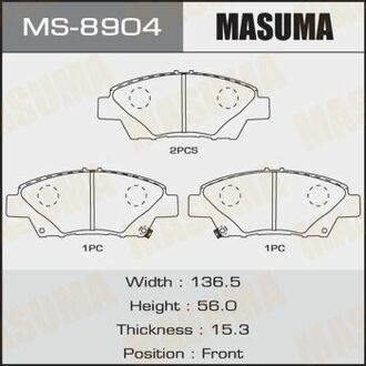 Тормозные колодки JAZZ.GM2/3.GE8 front (1/12) MASUMA MS8904