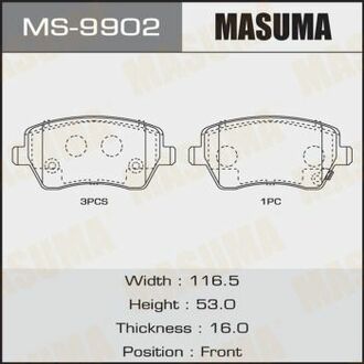 Колодки дисковые SWIFT/ RS413, RS415, RS416 front (1/12) MASUMA MS9902 (фото 1)