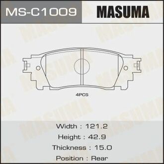 Колодки дискові NX200/ ZGZ10L, ZGZ15L rear (1/12) MASUMA MSC1009 (фото 1)