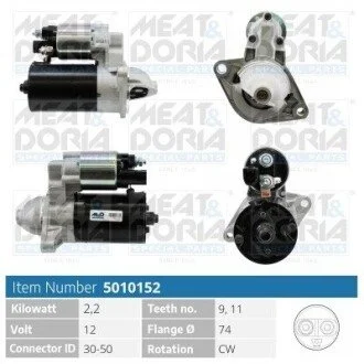 MEATDORIA TOYOTA Стартер AVENSIS 1.6 VVT-i 00-03 MEAT&DORIA 5010152 (фото 1)