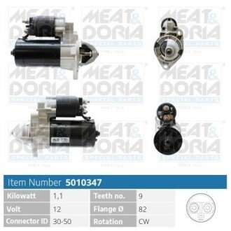 MEATDORIA OPEL стартер Astra F,Movano,Omega B,Vectra A/B MEAT&DORIA 5010347