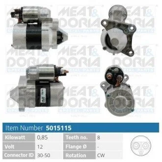 Стартер Renault Kangoo 1.6 16V 01-/99-08/Laguna 1.6 i 01-07 (12V/0.85kw) (z=8) = 113932 MEAT&DORIA 5015115
