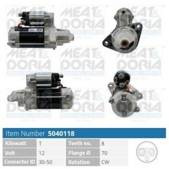 MEATDORIA SUZUKI Стартер GRAND VITARA II (JT, TE, TD) 1.6 (JB416) 05-15 MEAT&DORIA 5040118 (фото 1)