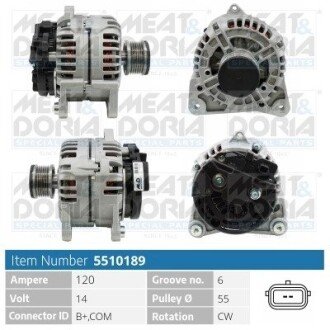 MEATDORIA RENAULT Генератор CLIO III (BR0/1, CR0/1) 1.5 dCi 05-10 MEAT&DORIA 5510189