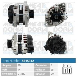 MEATDORIA HYUNDAI Генератор i30 (FD) 1.6 08-11, KIA CEED (ED) 1.4 06-12 MEAT&DORIA 5515312 (фото 1)