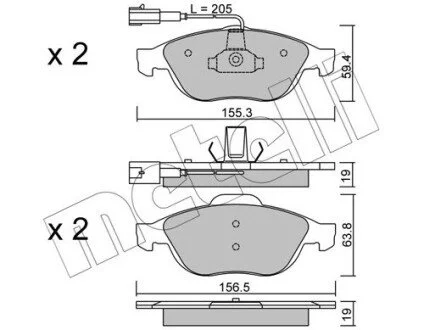 Гальмівні колодки, дискове гальмо (набір) Metelli 2202200