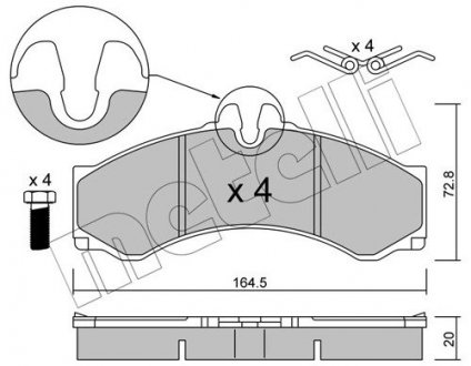 Комплект гальмівних колодок (дискових) Metelli 22-0262-1