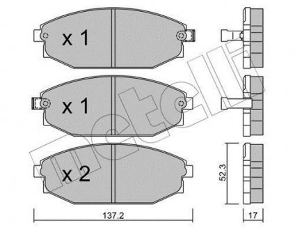 Гальмівні колодки, дискове гальмо (набір) Metelli 2203630