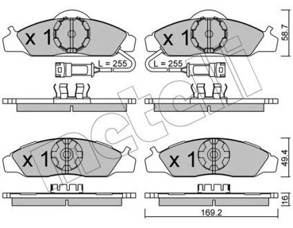 Гальмівні колодки, дискове гальмо (набір) Metelli 2203680 (фото 1)