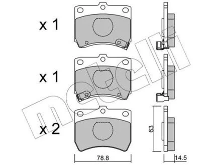 Гальмівні колодки, дискове гальмо (набір) Metelli 2203700 (фото 1)