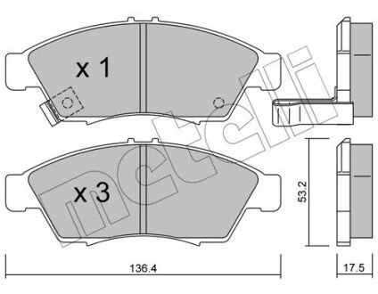 Гальмівні колодки, дискове гальмо (набір) Metelli 2204370