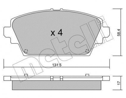 Гальмівні колодки, дискове гальмо (набір) Metelli 2204640