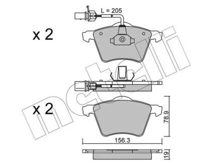 Гальмівні колодки, дискове гальмо (набір) Metelli 2205501
